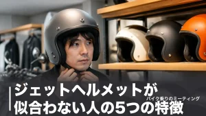 ジェットヘルメットが似合わない人の5つの特徴｜顔型別の似合わせ術と帽体選びで印象は変わるのアイキャッチ画像