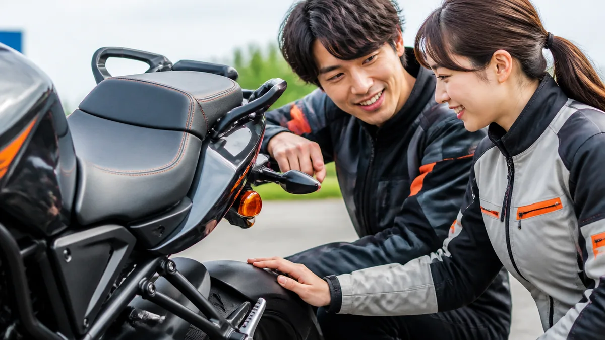 二人乗りできるバイクの装備3点セットをチェックの解説画像