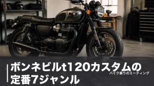 ボンネビルt120カスタムの定番7ジャンル｜1.4万円から始める費用と車検に通る境界線のアイキャッチ画像