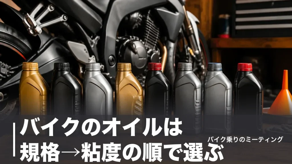 バイクのオイルは規格→粘度の順で選ぶ｜純正・社外8銘柄を1L税込1,380円から比較のアイキャッチ画像