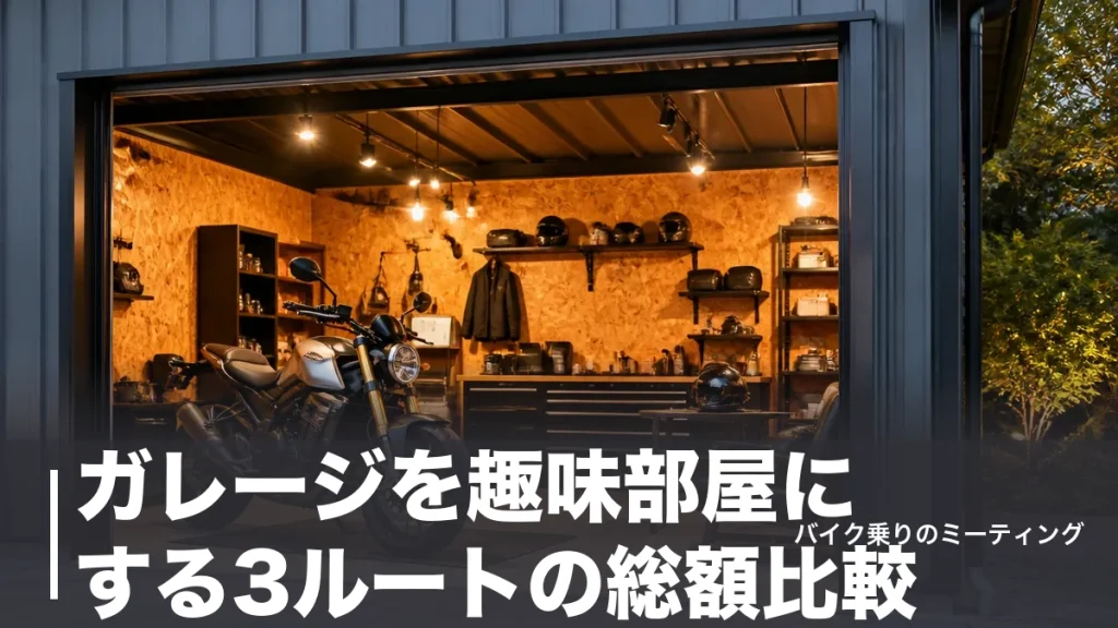 ガレージを趣味部屋にする3ルートの総額比較｜断熱・電源・床で変わる快適さを実価格で検証のアイキャッチ画像