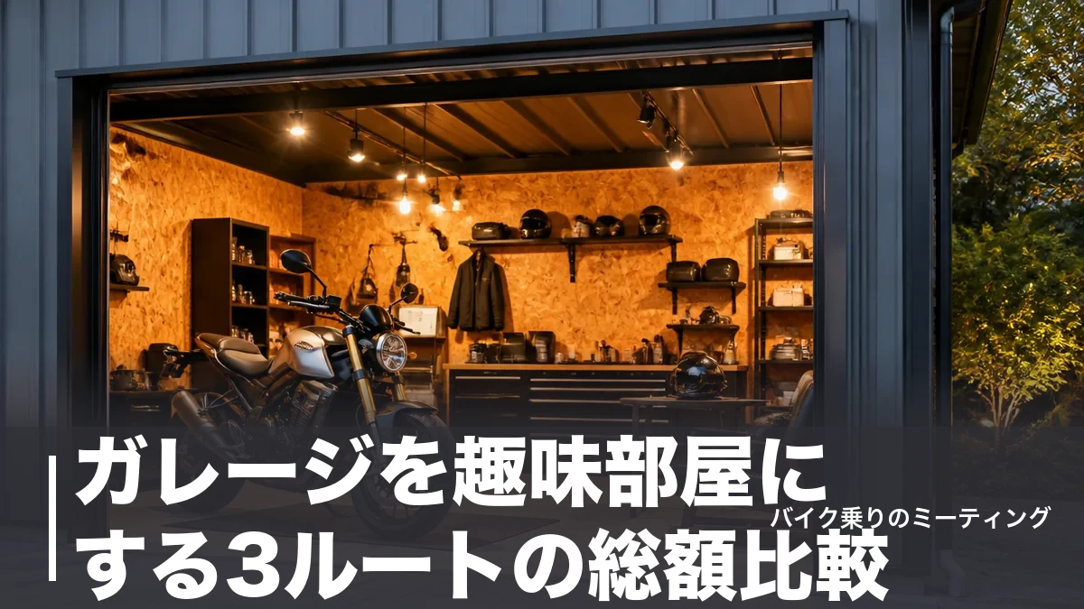ガレージを趣味部屋にする3ルートの総額比較｜断熱・電源・床で変わる快適さを実価格で検証のアイキャッチ画像