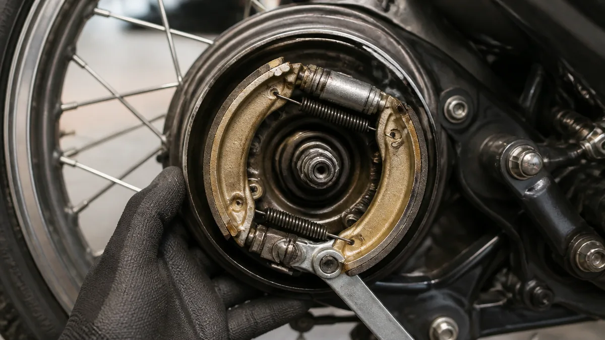 バイクドラムブレーキとは?シューを内側から押し広げて止める仕組みの解説画像